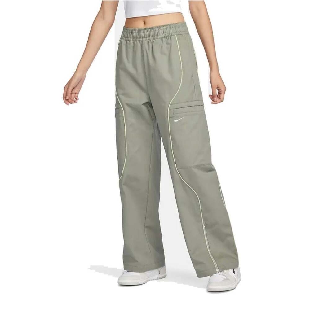 Nike Women's Sportswear High Rise Full Length Pants Olive Green Size XL